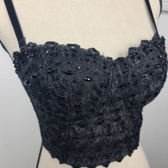 Windsor Black REIGNING LACE BUSTIER Sweetheart Neckline Top S - Picture 13 of 15
